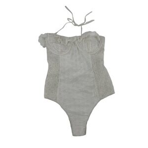 DOEN Swim Eyelet Bodysuit Large White Good